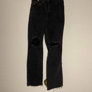 Abercrombie Size 28 Black Ankle Straight Distressed Jean